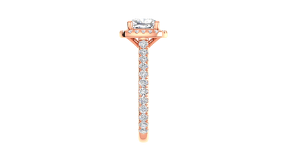 2 Carat Cushion-Cut Halo Engagement Ring With Pavé Diamond Band In 14K Rose Gold