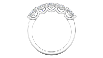 2.50 Ctw Luxurious Oval Cut Five-Stone Wedding Band With U-Shape Prong Setting In 14K White Gold