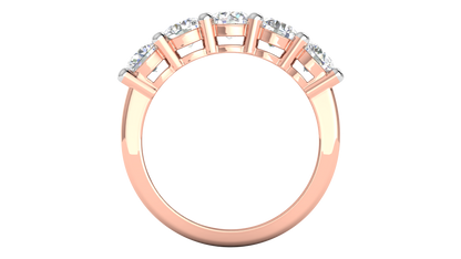 2.00 Ctw Elegant Five-Stone Wedding Band Set In 14K Rose Gold