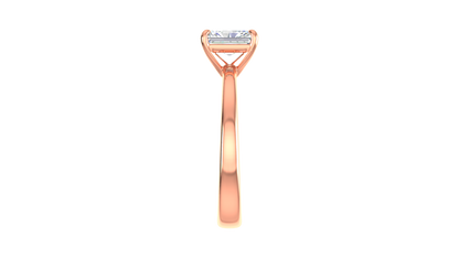 1.00 Ctw Radiant Cut Solitaire Engagement Ring Set In 14K Rose Gold