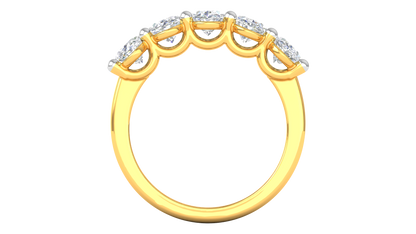 2.50 Ctw Luxurious Oval Cut Five-Stone Wedding Band With U-Shape Prong Setting In 14K Yellow Gold