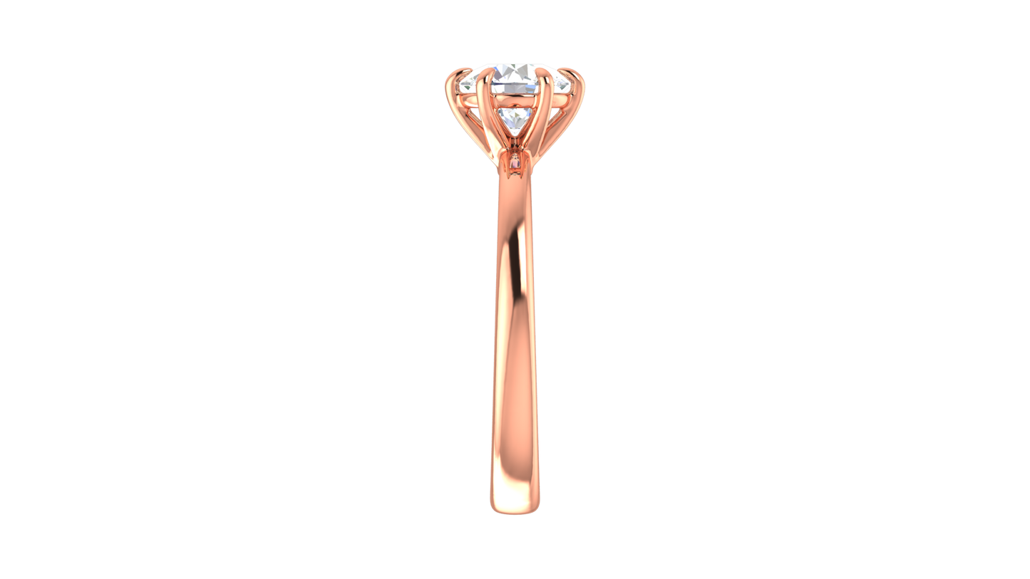 1.00 Ctw Classic Solitaire Engagement Ring Set In 14K Rose Gold
