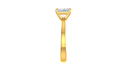 1.00 Ctw Radiant Cut Solitaire Engagement Ring Set In 14k Yellow Gold