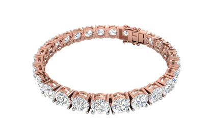 27.00 Ctw Round Brilliant Diamond Tennis Bracelet In 14K Rose Gold