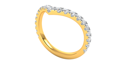 0.63 Ctw Elegant Diamond Chevron Ring Set In 14K Yellow Gold