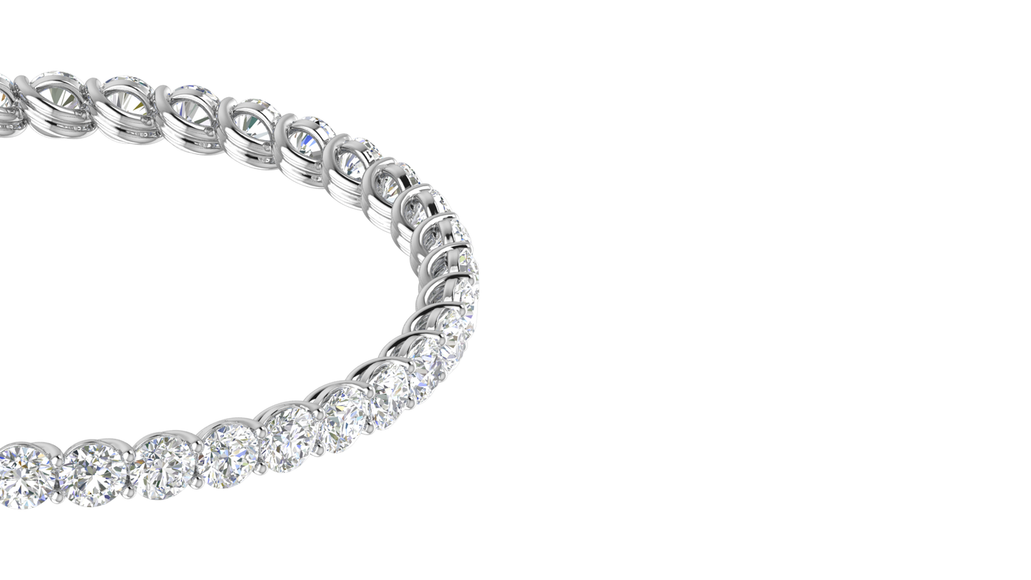 39.00 Ctw Round Cut Diamond Bangle | Twisted Eternity Diamond Bangle Set In Luxury 14K White Gold