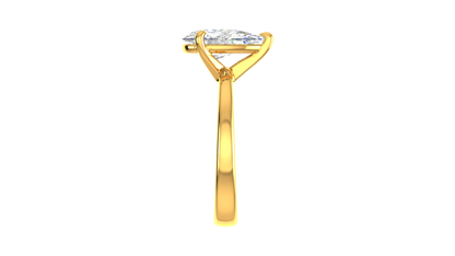 2.00 Ctw Pear Cut Solitaire Engagement Ring Set In 14K Yellow Gold