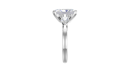 4 Carat Radiant Cut Engagement Ring With Pear Shaped Side Stones In 14K White Gold