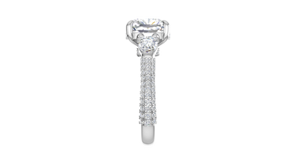 4 Carat Cushion-Cut Engagement Ring With Pear-Shaped Side Stones In 14K White Gold