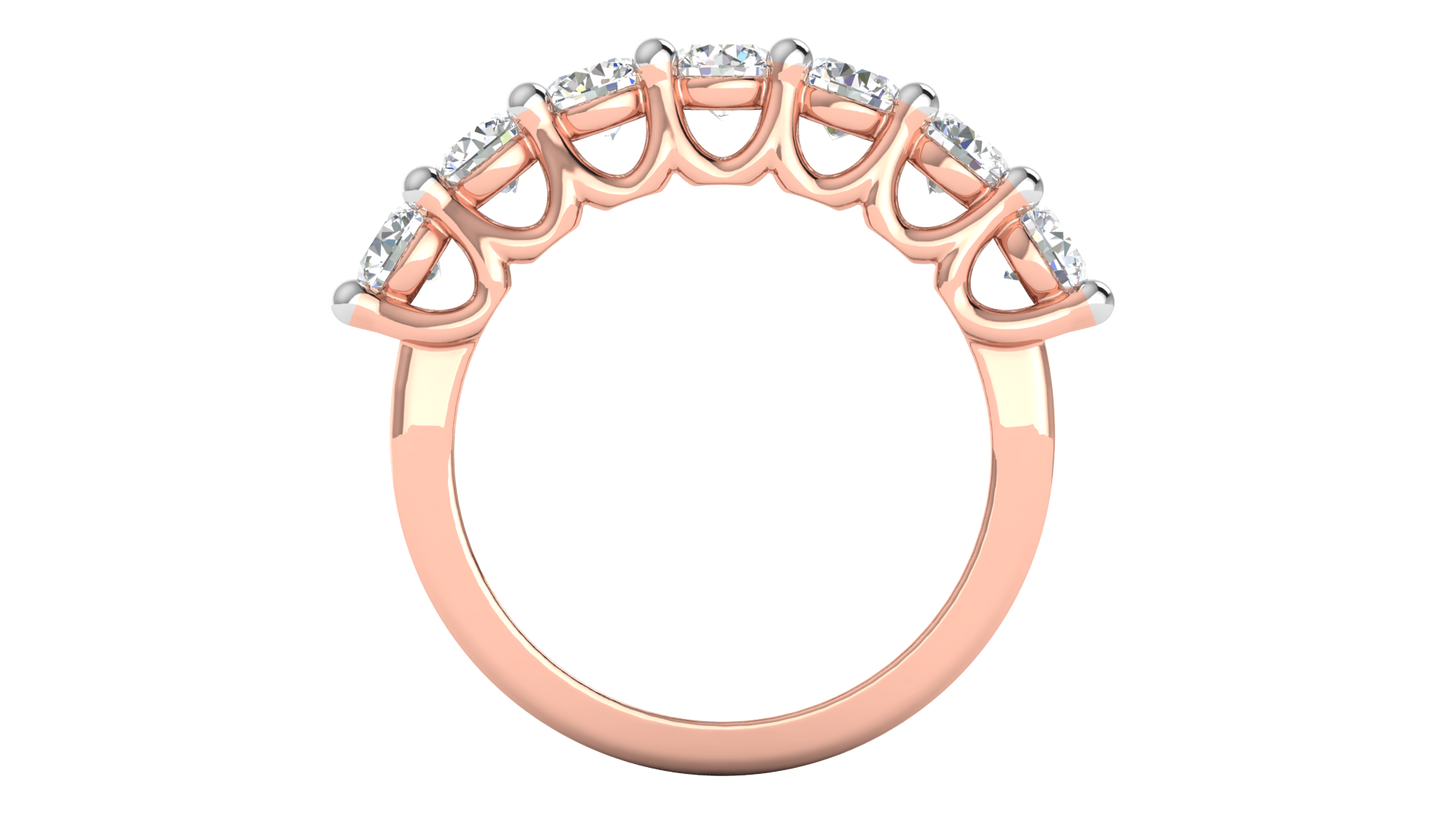2.10 Ctw Dazzling Seven-Stone Wedding Band With U-Shape Prong Setting In 14K Rose Gold