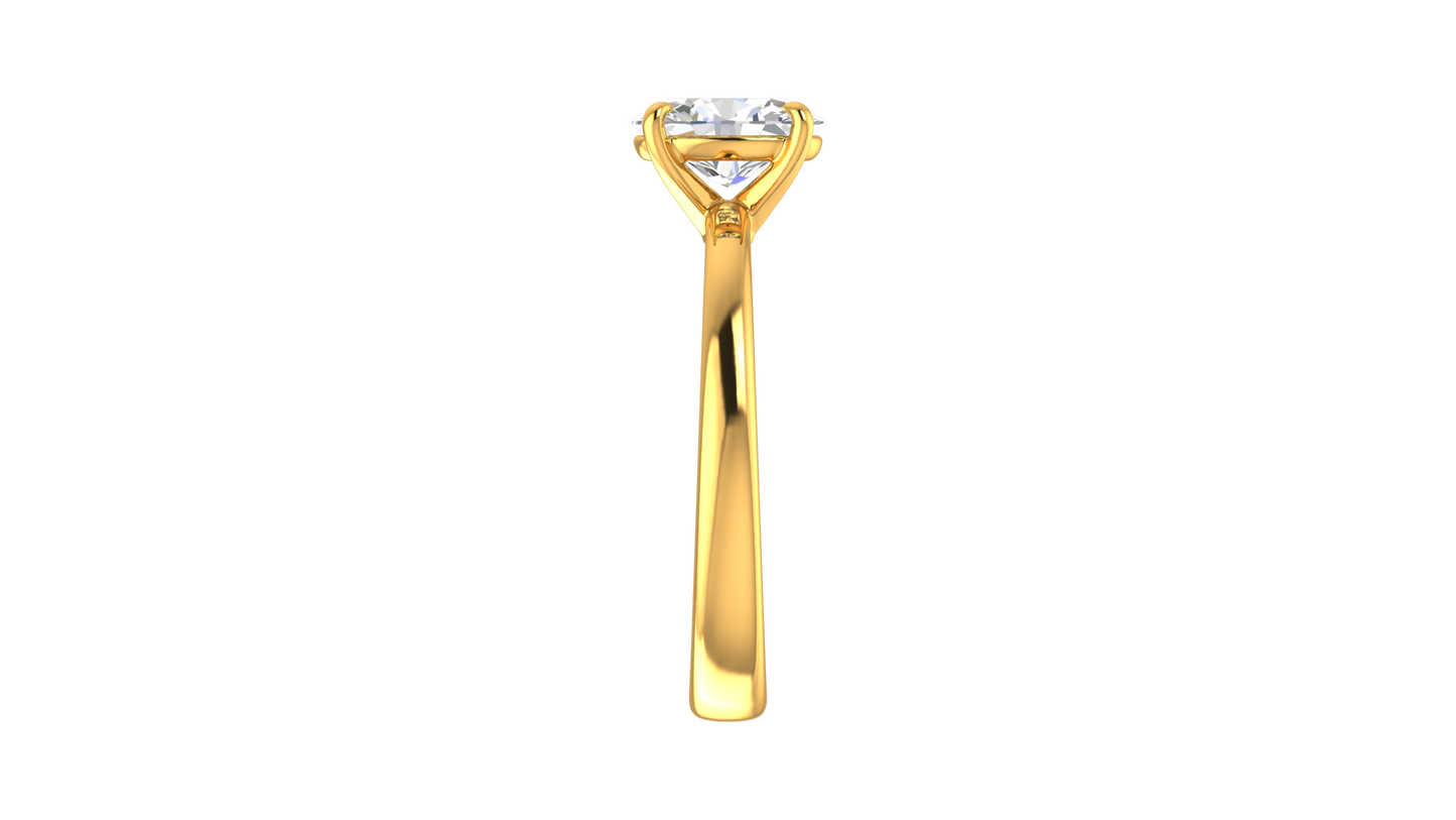 1.00 Ctw Oval Cut Solitaire Engagement Ring Set In 14K Yellow Gold