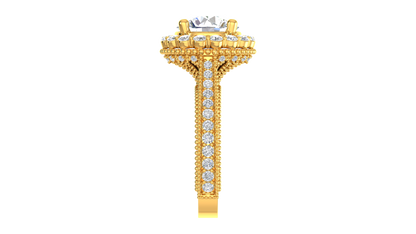 4 Carat Vintage Style Round Engagement Ring In 14K Yellow Gold