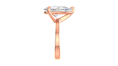 5.00 Ctw Pear Cut Solitaire Engagement Ring Set In 14K Rose Gold