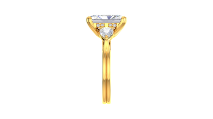 4 Carat Radiant Cut Engagement Ring With Pear Shaped Side Stones In 14K Yellow Gold