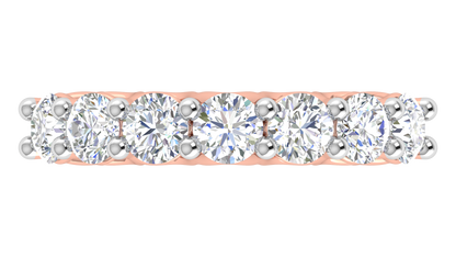 2.80 CTW Round Diamond 7 - Stone Wedding Band in 14K Rose Gold - U - Shape Prong Setting