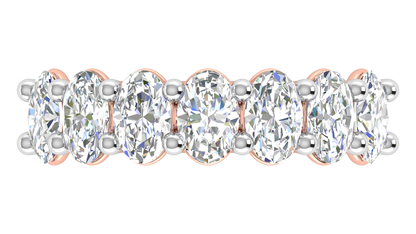 2.80 CTW Oval Cut Diamond 7 - Stone Wedding Band in 14K Rose Gold - U - Shape Prong Setting