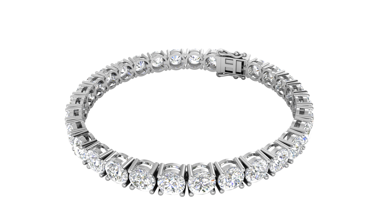 21.00 Ctw Round Brilliant Diamond Tennis Bracelet In 14K White Gold