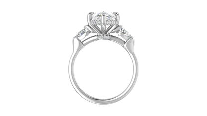 4 Carat Pear Cut Engagement Ring With Pear Shape Side Stones In 14K White Gold
