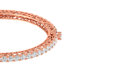 11.13 Ctw Round Cut Diamond Bangle | Antique-Inspired Diamond Bangle & Elegant Vintage Style Jewellery Set In 14K Rose Gold