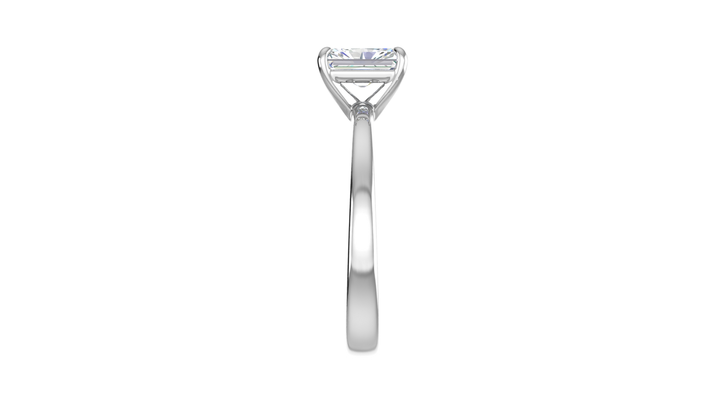 1.00 Ctw Radiant Cut Solitaire Engagement Ring Set In 14K White Gold