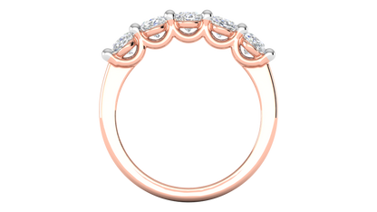 2.00 Ctw Luxurious Oval Cut Five-Stone Wedding Band With U-Shape Prong Setting In 14K Rose Gold