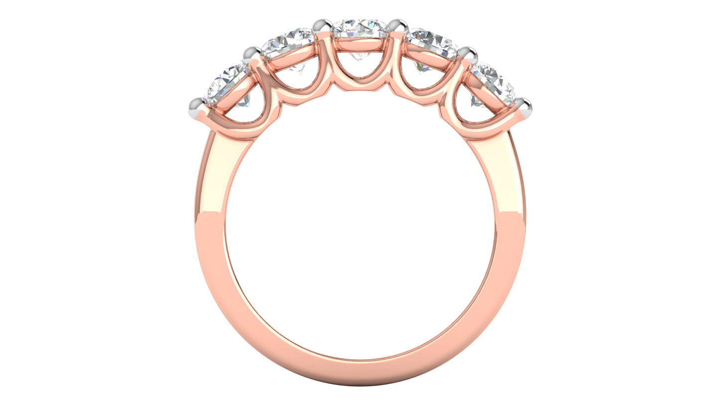 2.00 Ctw Five-Stone Wedding Band With U-Shape Prong Setting In 14K Rose Gold