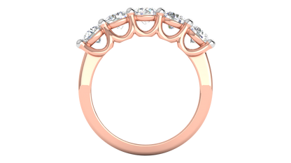 2.00 Ctw Five-Stone Wedding Band With U-Shape Prong Setting In 14K Rose Gold