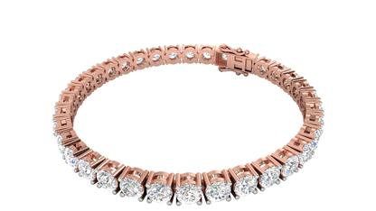14.00 Ctw Round Brilliant Diamond Tennis Bracelet In 14K Rose Gold