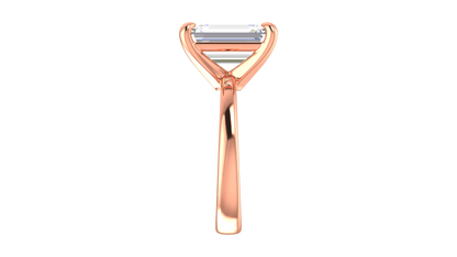 5.00 Ctw Emerald Cut Solitaire Engagement Ring Set In 14K Rose Gold