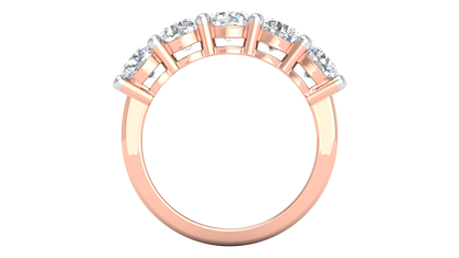 2.50 Ctw Five-Stone Wedding Band With U-Shape Prong Setting In 14K Rose Gold