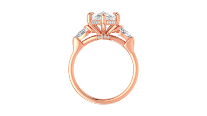 4 Carat Pear Cut Engagement Ring With Pear Shape Side Stones In 14K Rose Gold