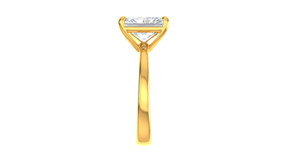 3.00 Ctw Radiant Cut Solitaire Engagement Ring Set In 14K Yellow Gold