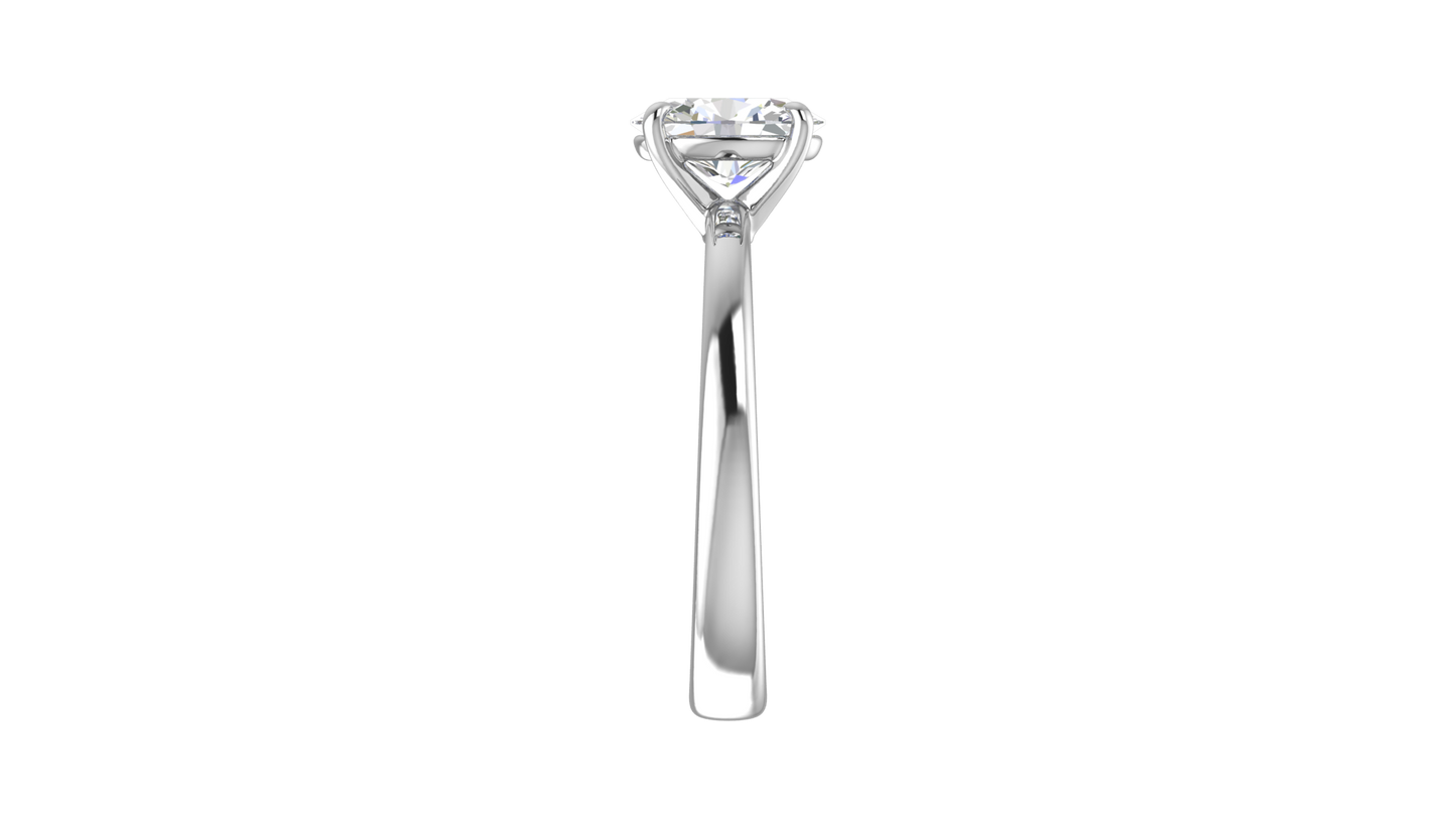 1.00 Ctw Oval Cut Solitaire Engagement Ring Set In 14K White Gold