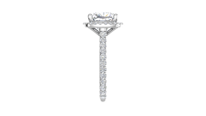 4 Carat Cushion-Cut Halo Engagement Ring With Pavé Diamond Band In 14K White Gold