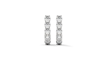 0.74 CTW Round Diamond Hoop Earrings In 14K White Gold – Shared-Prong Setting