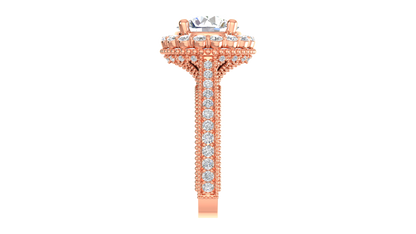 4 Carat Vintage Style Round Engagement Ring In 14K Rose Gold