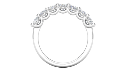 2.10 Ctw Luxurious Oval Cut Seven Stone Wedding Band With U-Shape Prong Setting In 14K White Gold