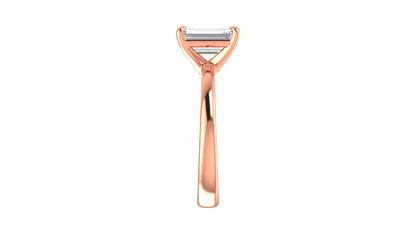 2.00 Ctw Emerald Cut Solitaire Engagement Ring Set In 14k Rose Gold