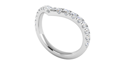 0.68 Ctw Elegant Diamond Chevron Ring Set In 14K White Gold