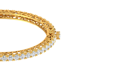 11.13 Ctw Round Cut Diamond Bangle | Antique-Inspired Diamond Bangle & Elegant Vintage Style Jewellery Set In 14K Yellow Gold