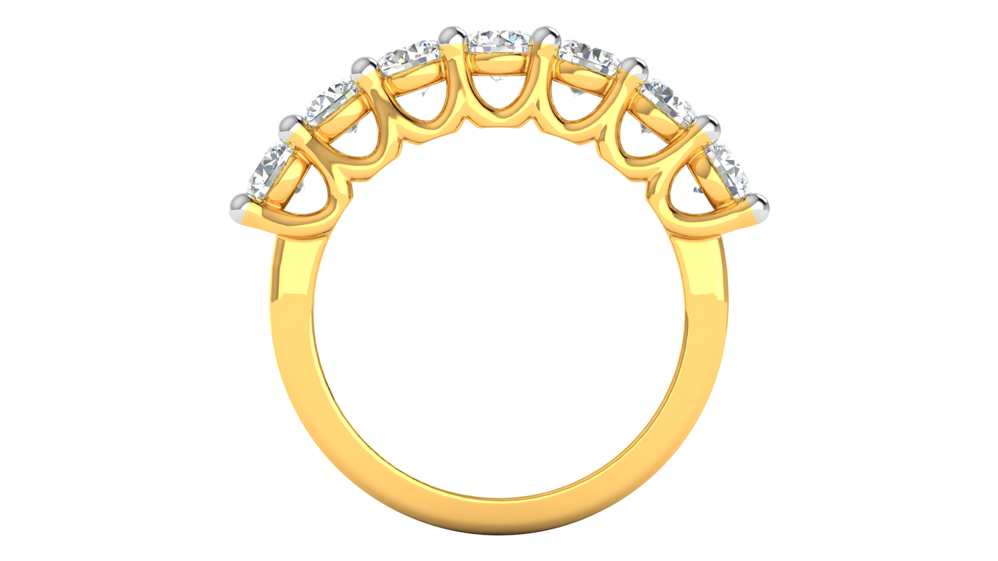 2.10 Ctw Dazzling Seven-Stone Wedding Band With U-Shape Prong Setting In 14K Yellow Gold