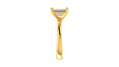 2.00 Ctw Emerald Cut Solitaire Engagement Ring Set In 14k Yellow Gold