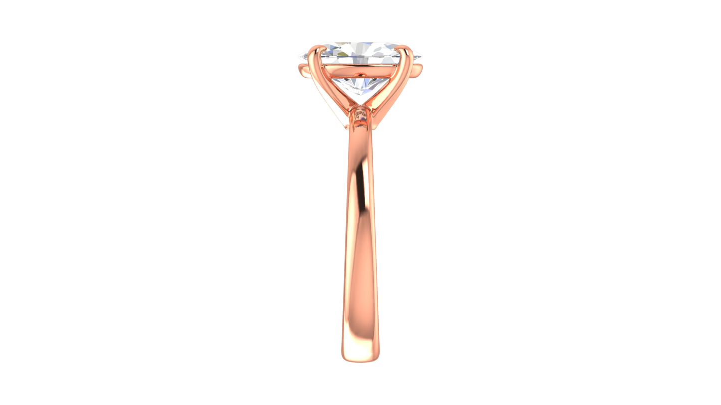2.00 Ctw Oval Cut Solitaire Engagement Ring Set In 14K Rose Gold