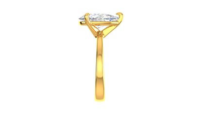 3.00 Ctw Pear Cut Solitaire Engagement Ring Set In 14K Yellow Gold