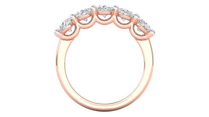 2.50 Ctw Luxurious Oval Cut Five-Stone Wedding Band With U-Shape Prong Setting In 14K Rose Gold