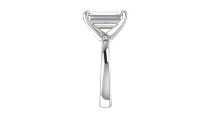 5.00 Ctw Emerald Cut Solitaire Engagement Ring Set In 14K White Gold
