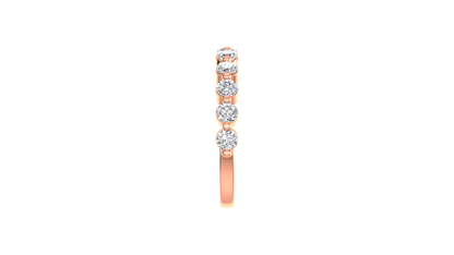 0.88 Ctw Bezal-Set Wedding Band Set In 14K Rose Gold