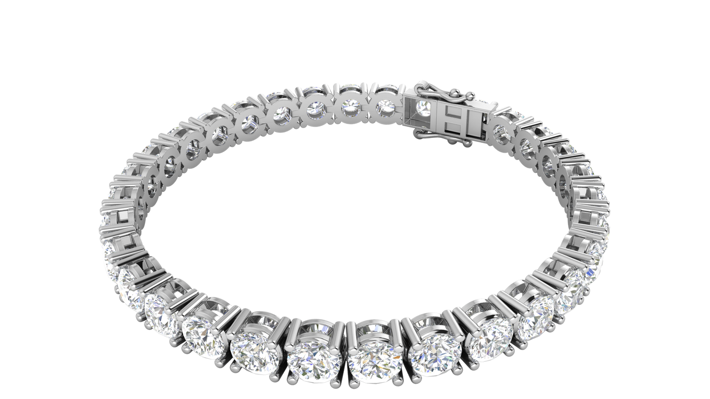 15.50 Ctw Round Brilliant Diamond Tennis Bracelet In 14K White Gold