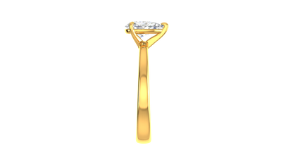 1.00 Ctw Pear Cut Solitaire Engagement Ring Set In 14K Yellow Gold