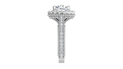 4 Carat Vintage Style Round Engagement Ring In 14K White Gold